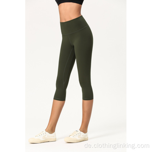 3/4 lange Yogahose mit hoher Taille